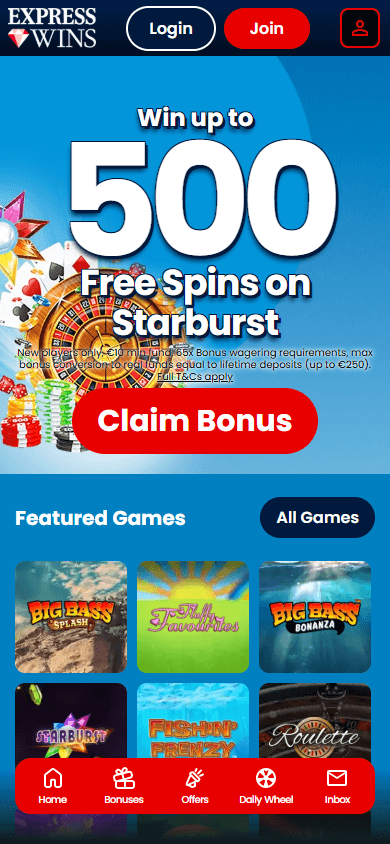 express_wins_casino_ie_homepage_mobile