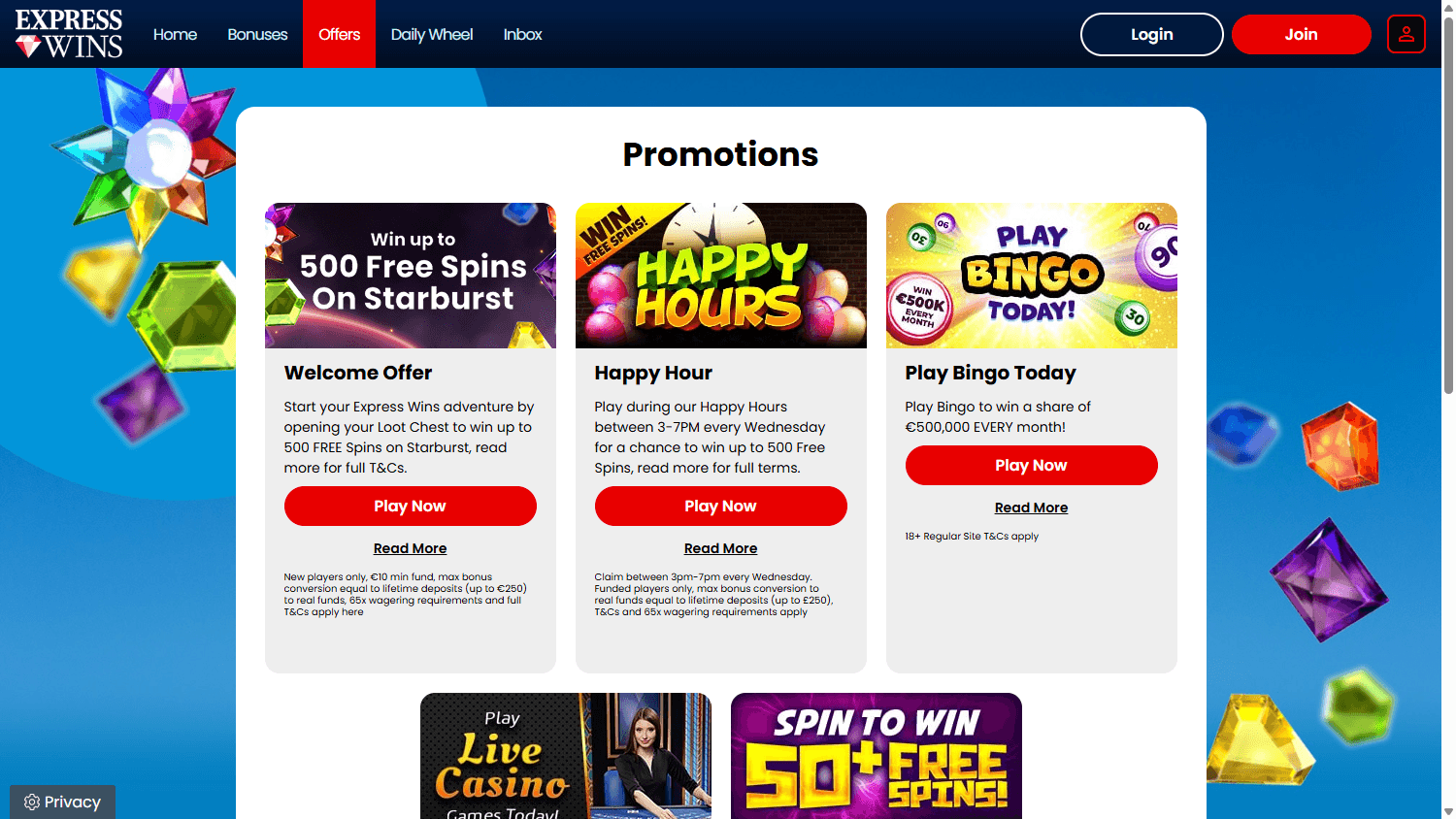 express_wins_casino_ie_promotions_desktop