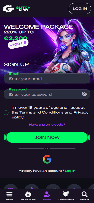 glitchspin_casino_homepage_mobile