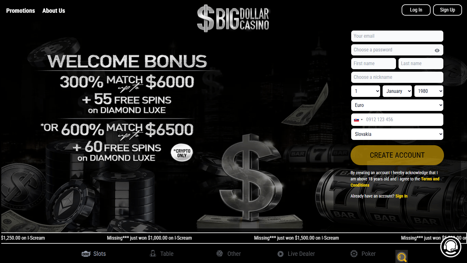 Big_Dollar_Casino_homepage_desktop