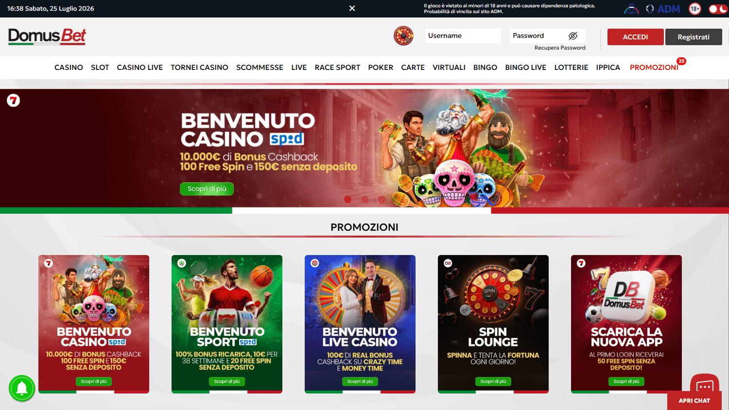 DomusBet_Casino_homepage_desktop