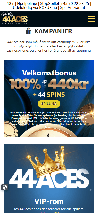 44Aces_Casino_DK_promotions_mobile
