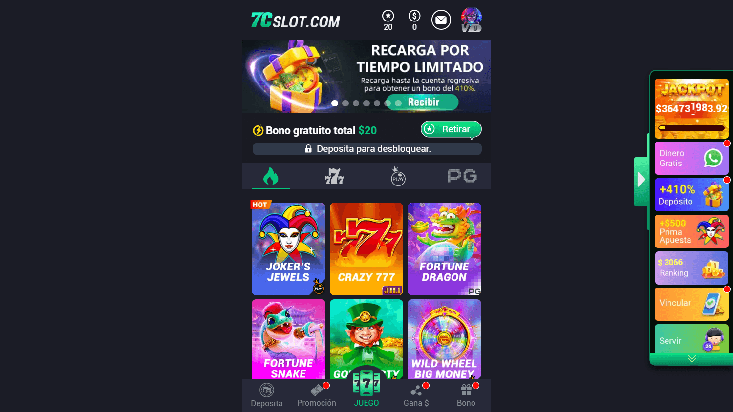 7CSlot_Casino_homepage_desktop