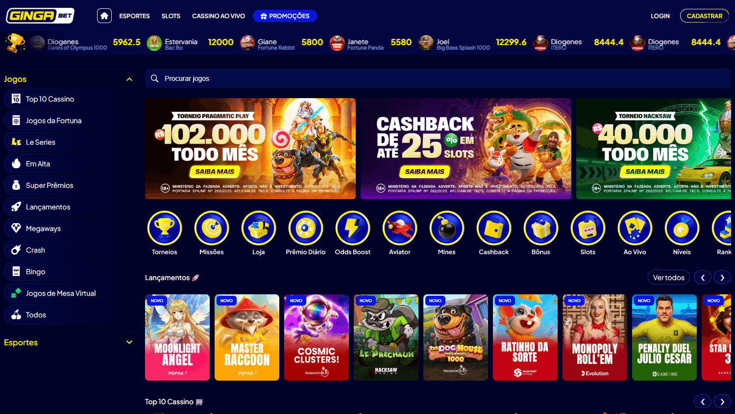 GingaBet_Casino_homepage_desktop