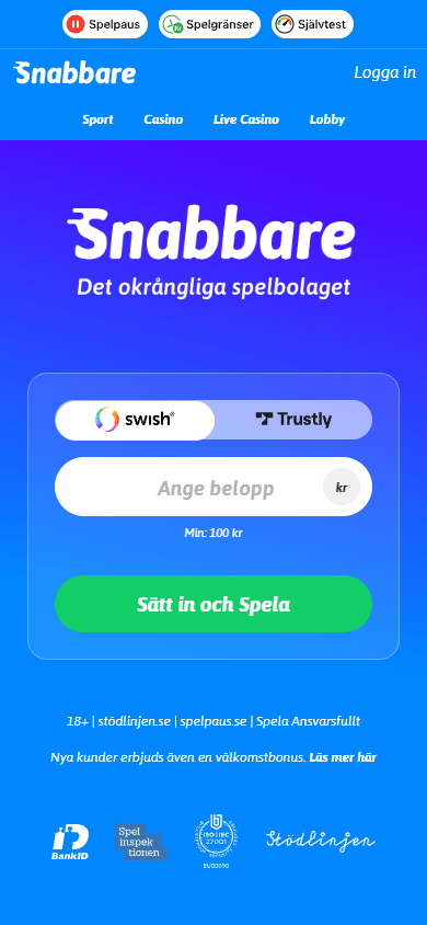 Snabbare_Casino_homepage_mobile