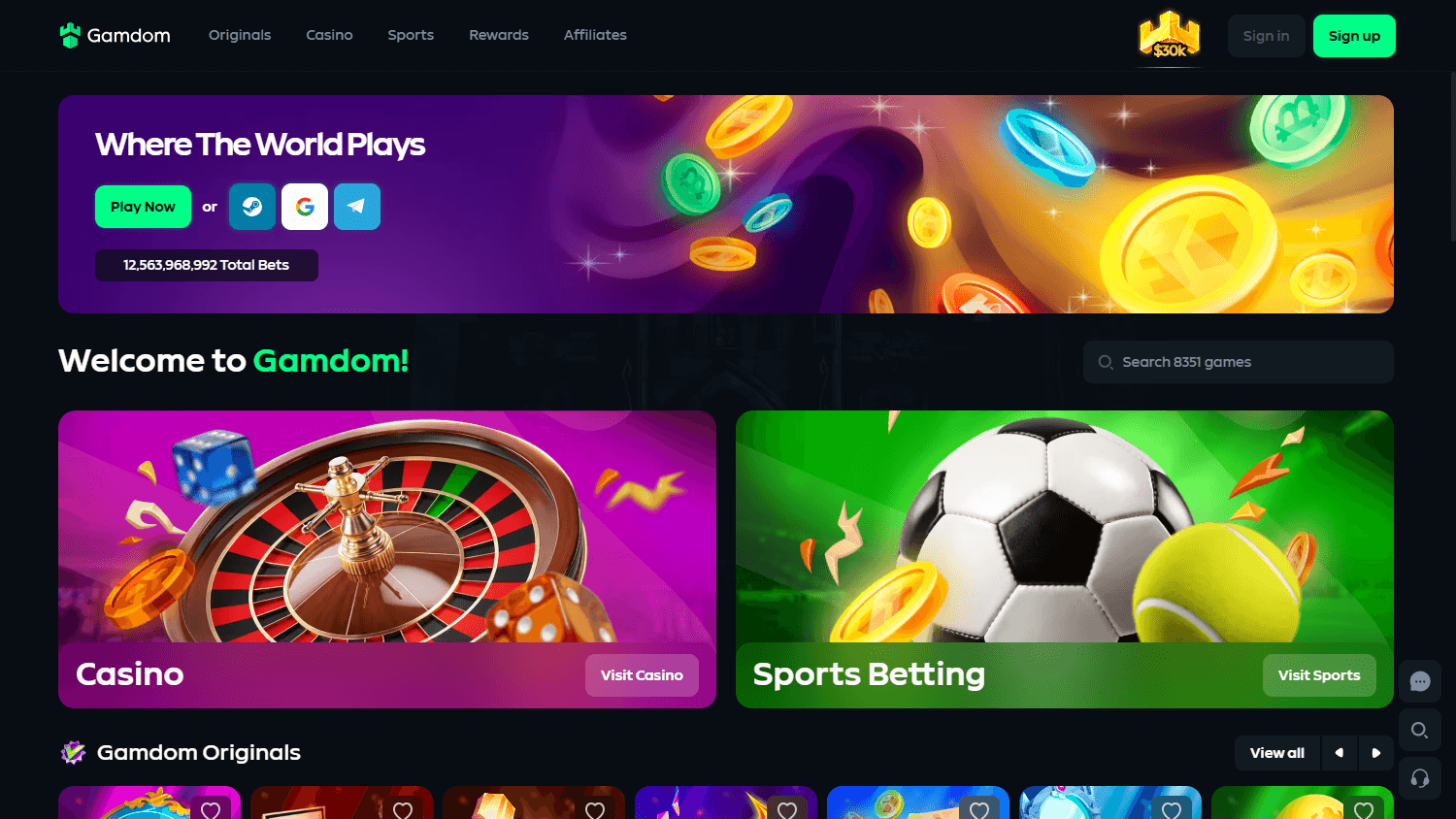 Gamdom_Casino_homepage_desktop
