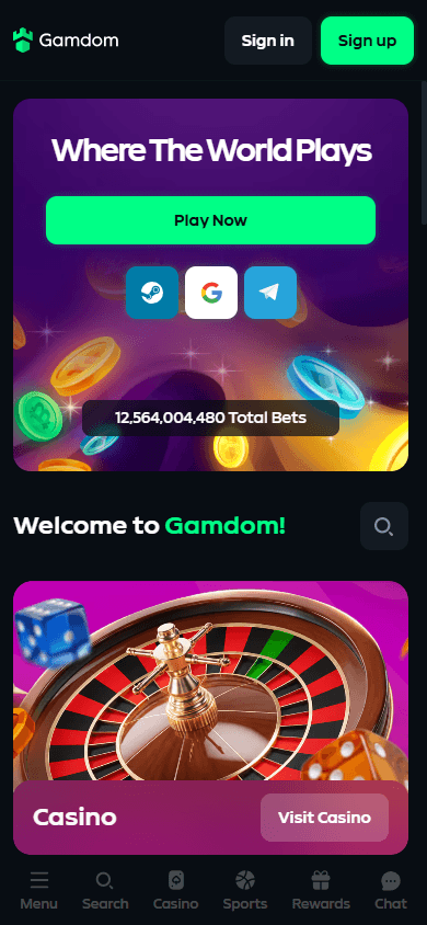 Gamdom_Casino_homepage_mobile