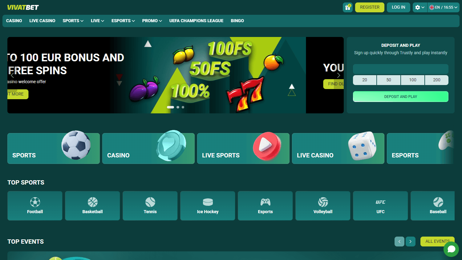 VivatBet_Casino_homepage_desktop