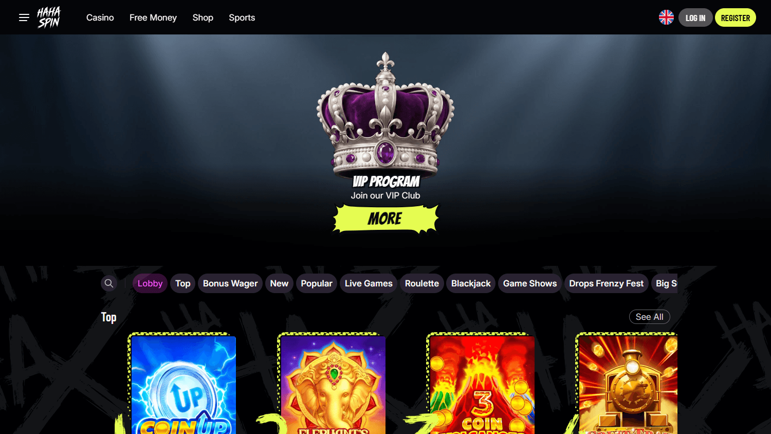 HahaSpin_Casino_homepage_desktop