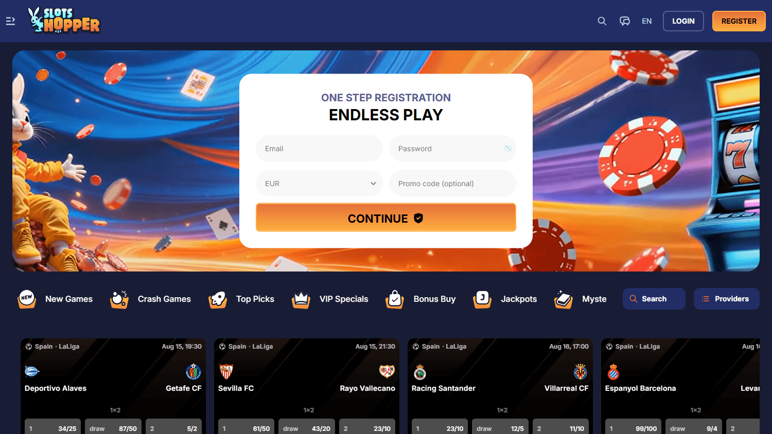 Slots_Hopper_Casino_homepage_desktop