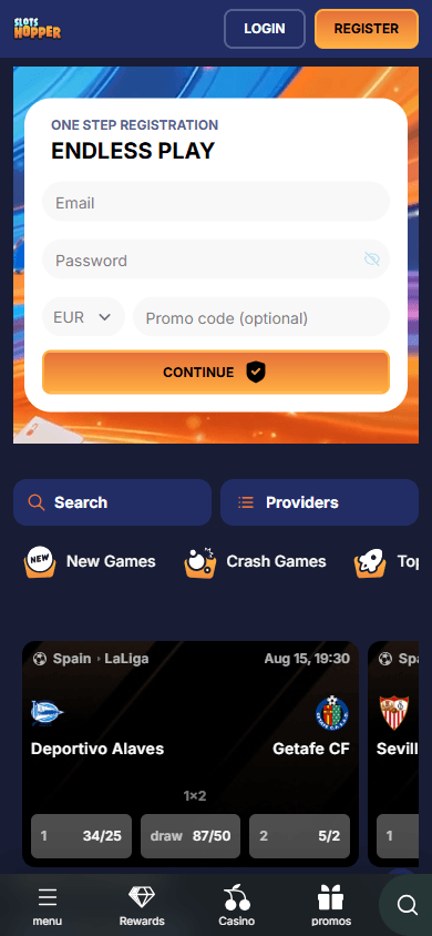 Slots_Hopper_Casino_homepage_mobile