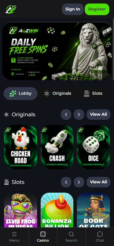 AtoZWIN_Casino_homepage_mobile