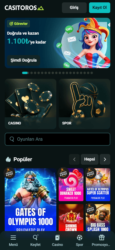 Casitoros_Casino_homepage_mobile