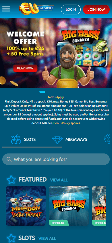 EUcasino_UK_homepage_mobile