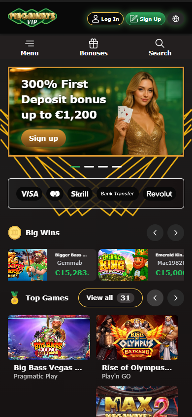 MegawaysVIP_Casino_homepage_mobile
