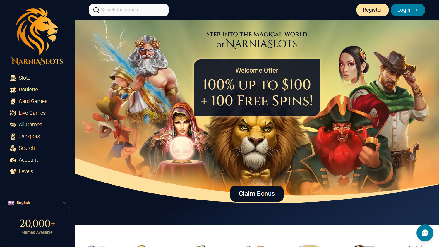 NarniaSlots_Casino_homepage_desktop