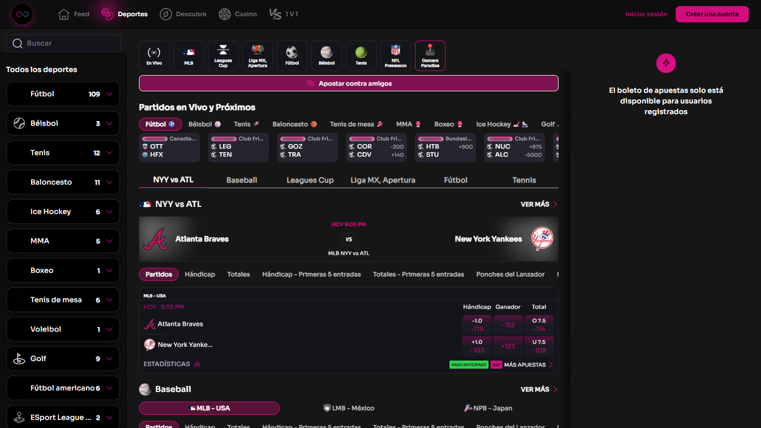 infinito.bet_Casino_homepage_desktop