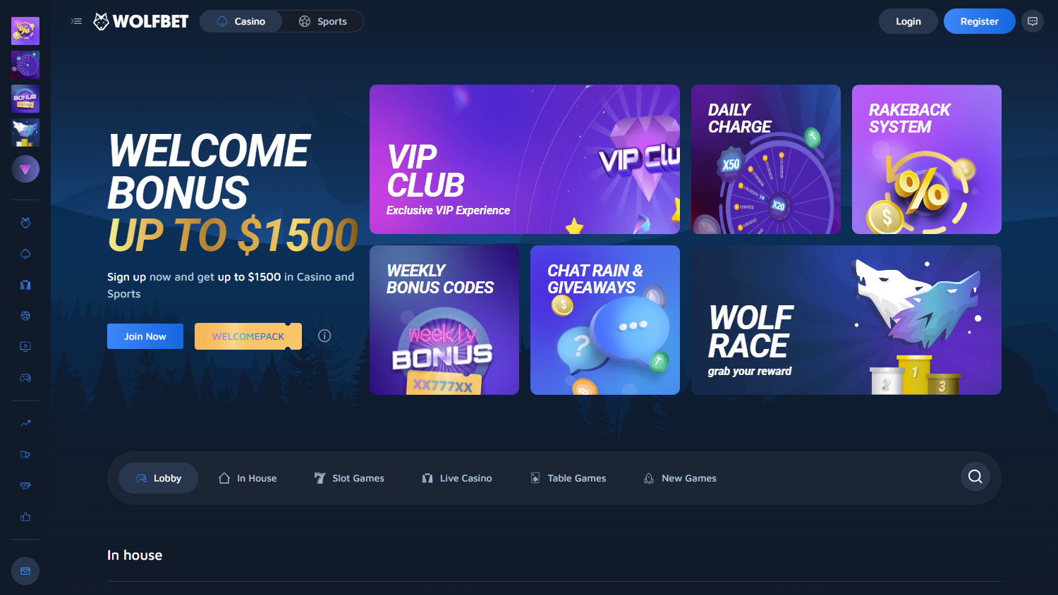 WOLFBET_Casino_homepage_desktop