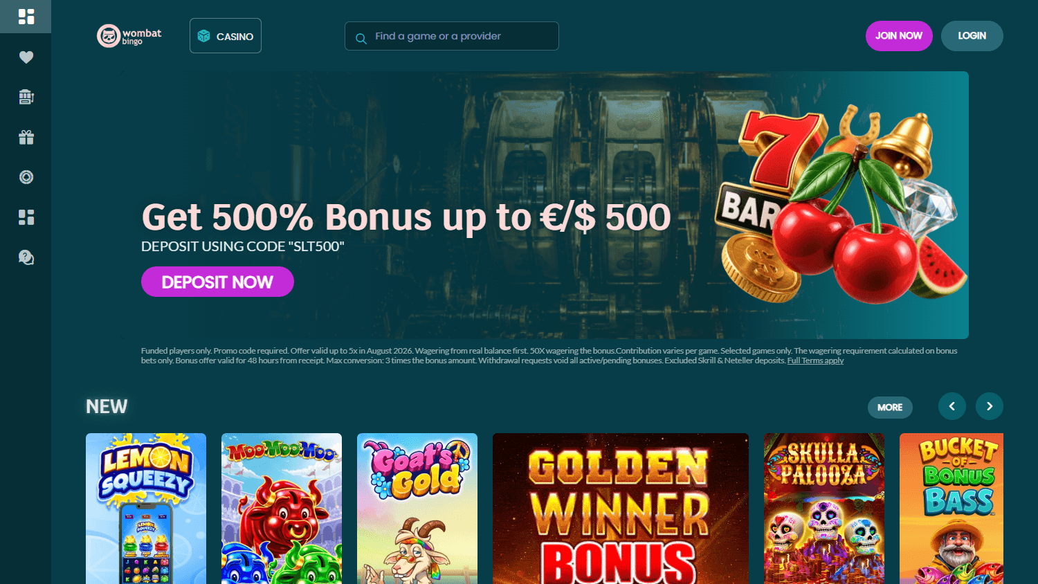 WombatBingo_Casino_homepage_desktop