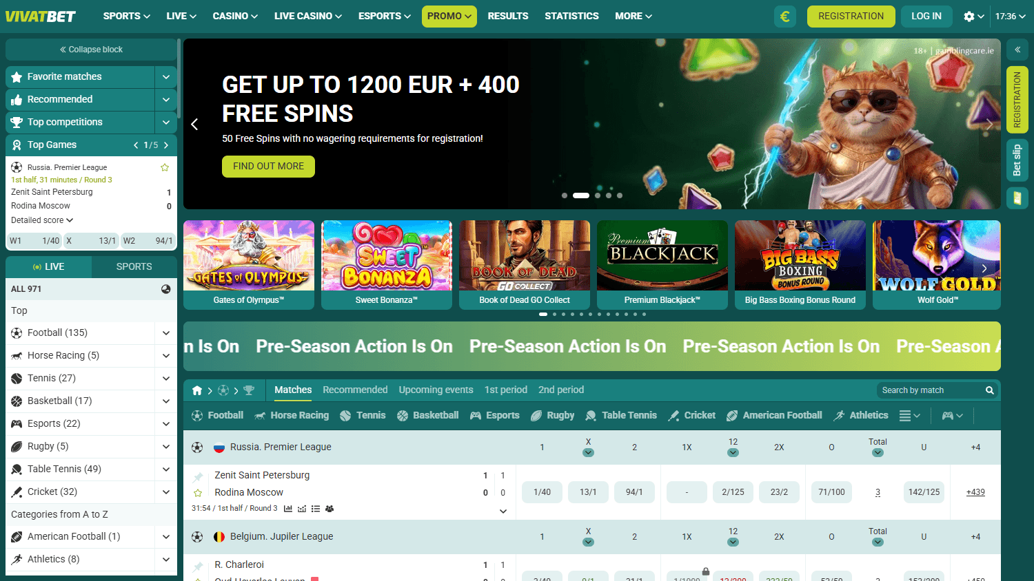 VivatBet_Casino_IE_homepage_desktop