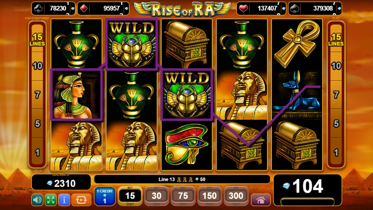 Rise of Ra slot doubled high symbol win