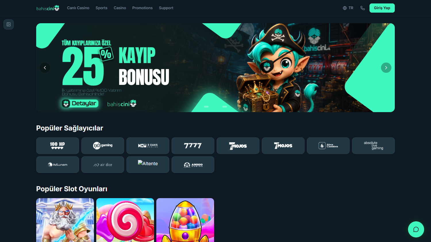 Bahiscini_Casino_homepage_desktop