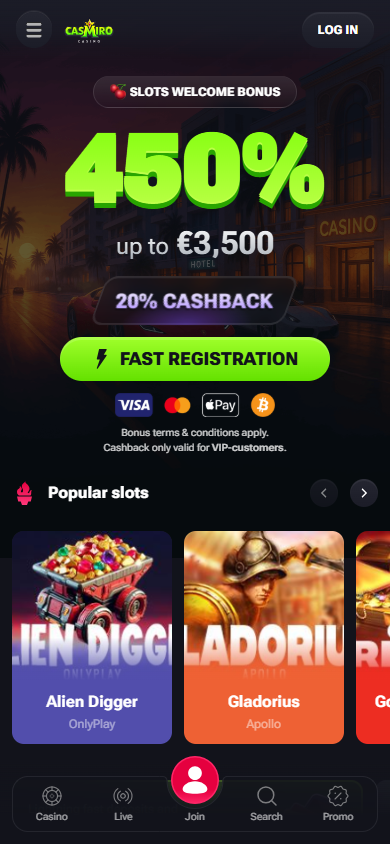 Casmiro_Casino_homepage_mobile