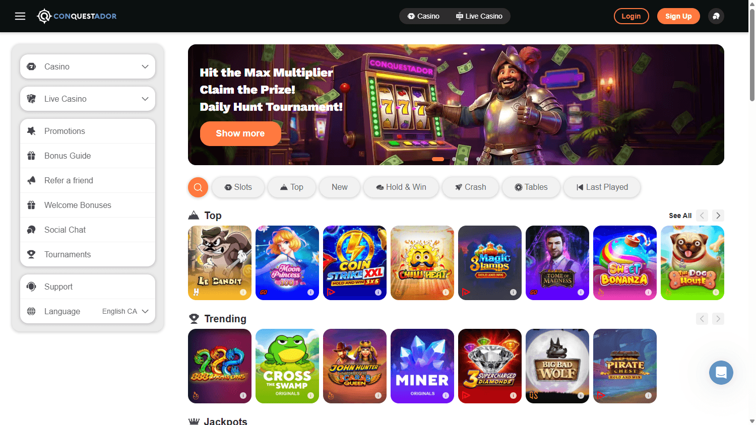 conquestador_casino_homepage_desktop