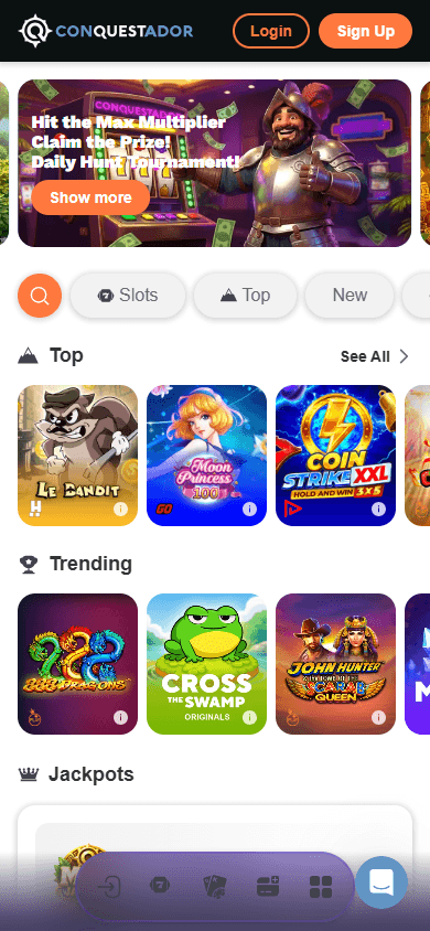 conquestador_casino_homepage_mobile