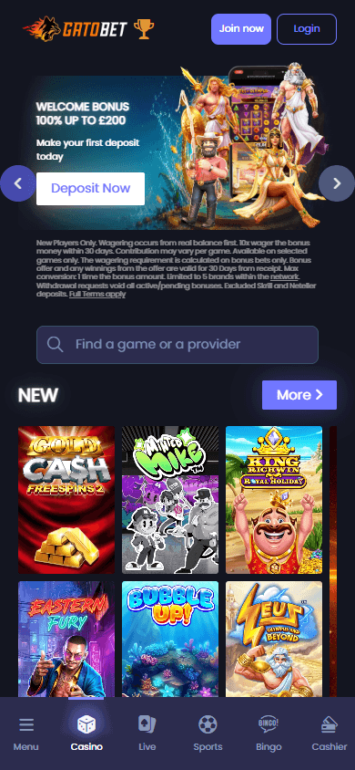 Gatobet_Casino_homepage_mobile