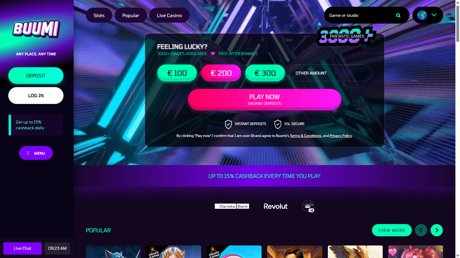 Buumi_Casino_homepage_desktop