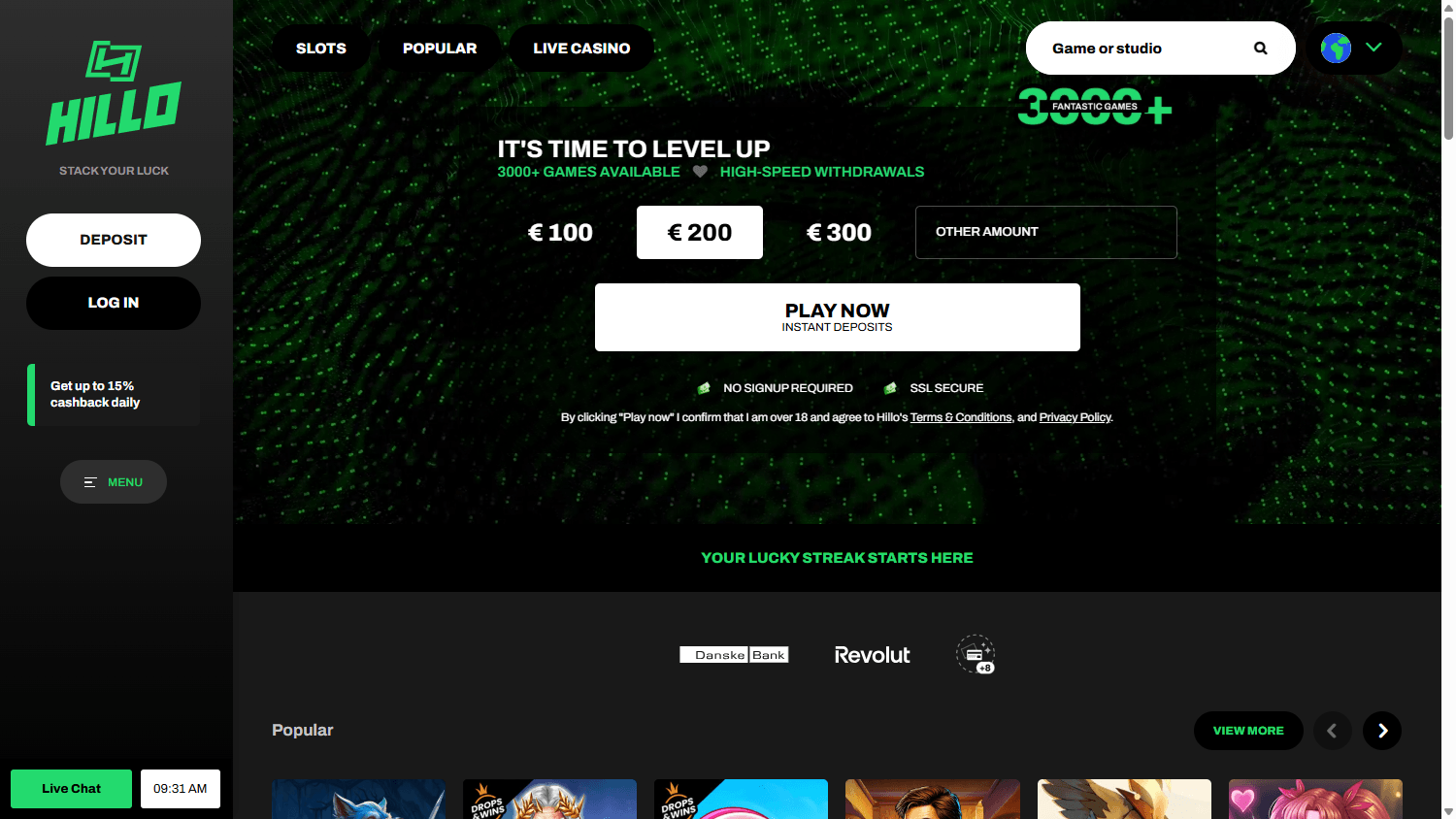 Hillo_Casino_homepage_desktop