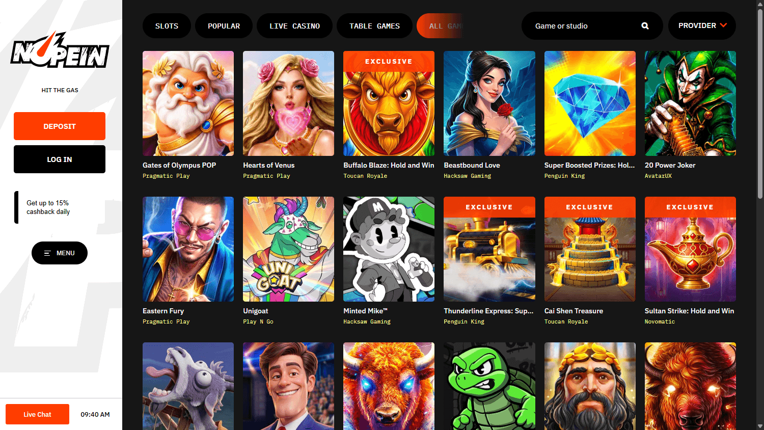 Nopein_Casino_game_gallery_desktop