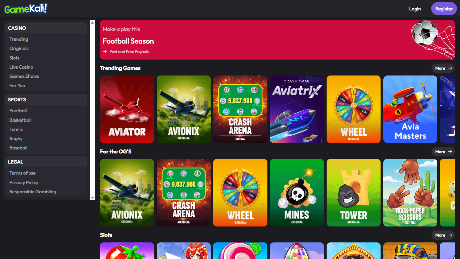gamekali_casino_homepage_desktop