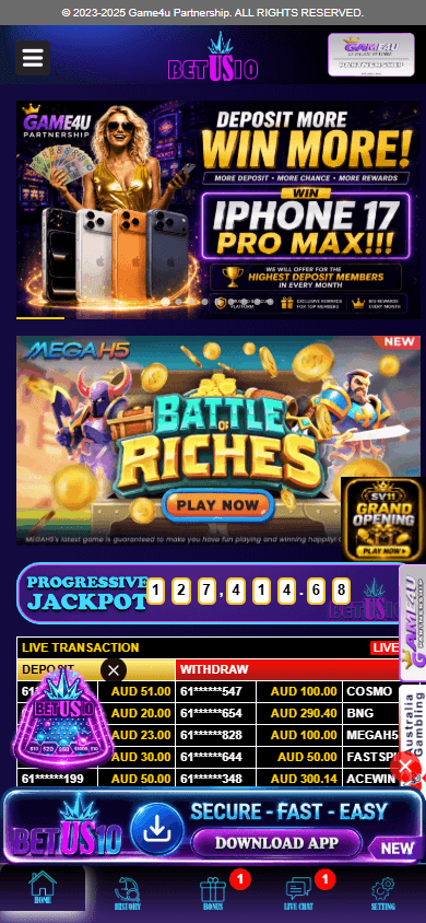 betus10_casino_homepage_mobile