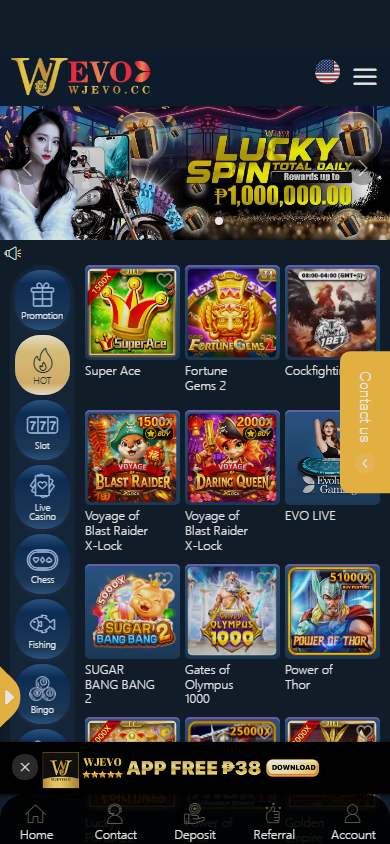 Wjevo_Casino_homepage_mobile