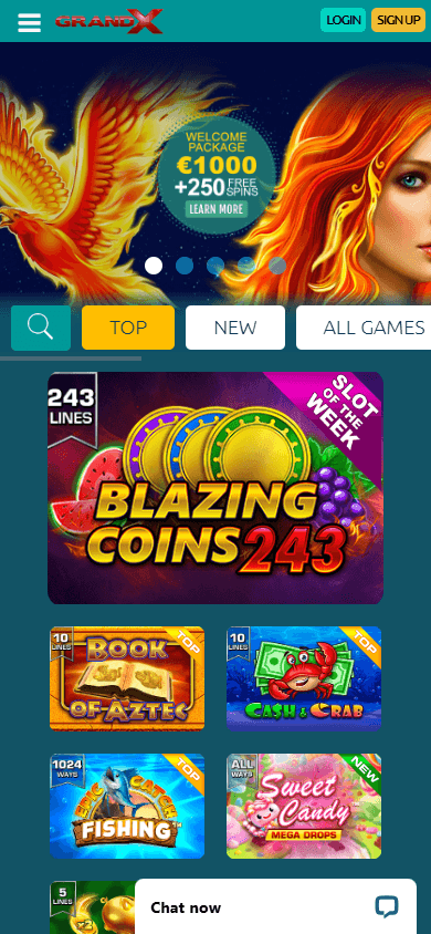 GrandX_Casino_homepage_mobile