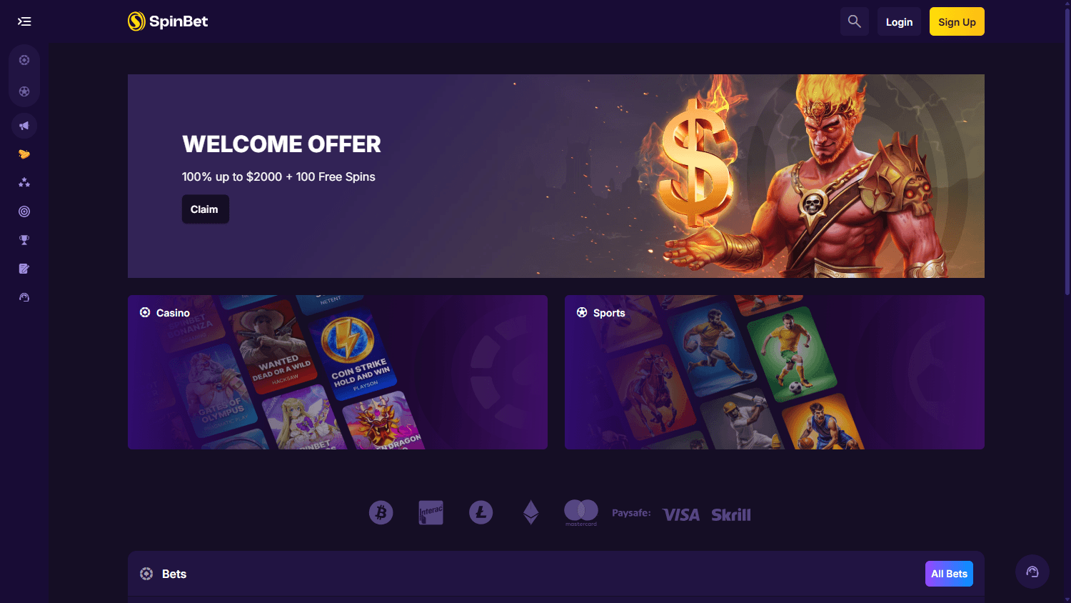 spinbet_casino_homepage_desktop