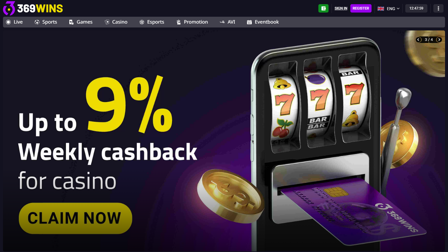 369wins_Casino_homepage_desktop