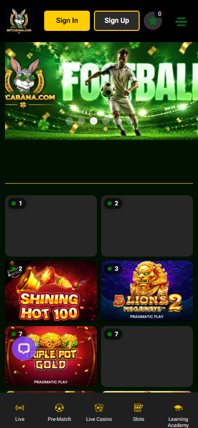 Betcabana_Casino_homepage_mobile