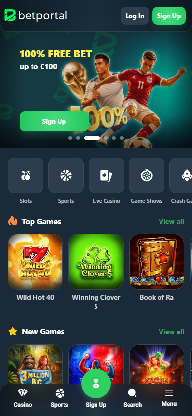 Betportal_Casino_homepage_mobile