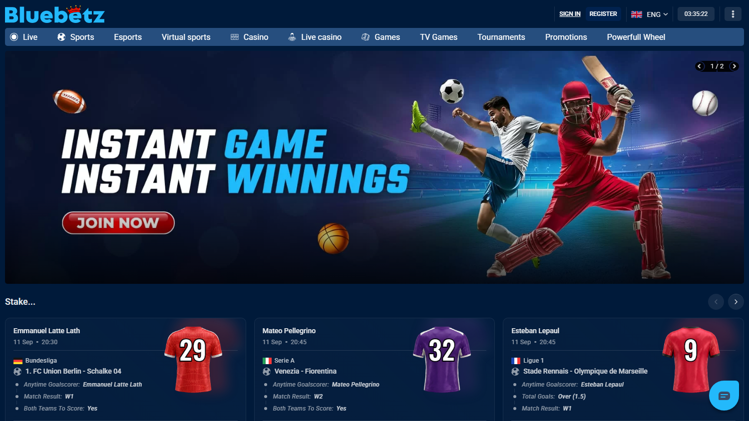 Bluebetz_Casino_homepage_desktop