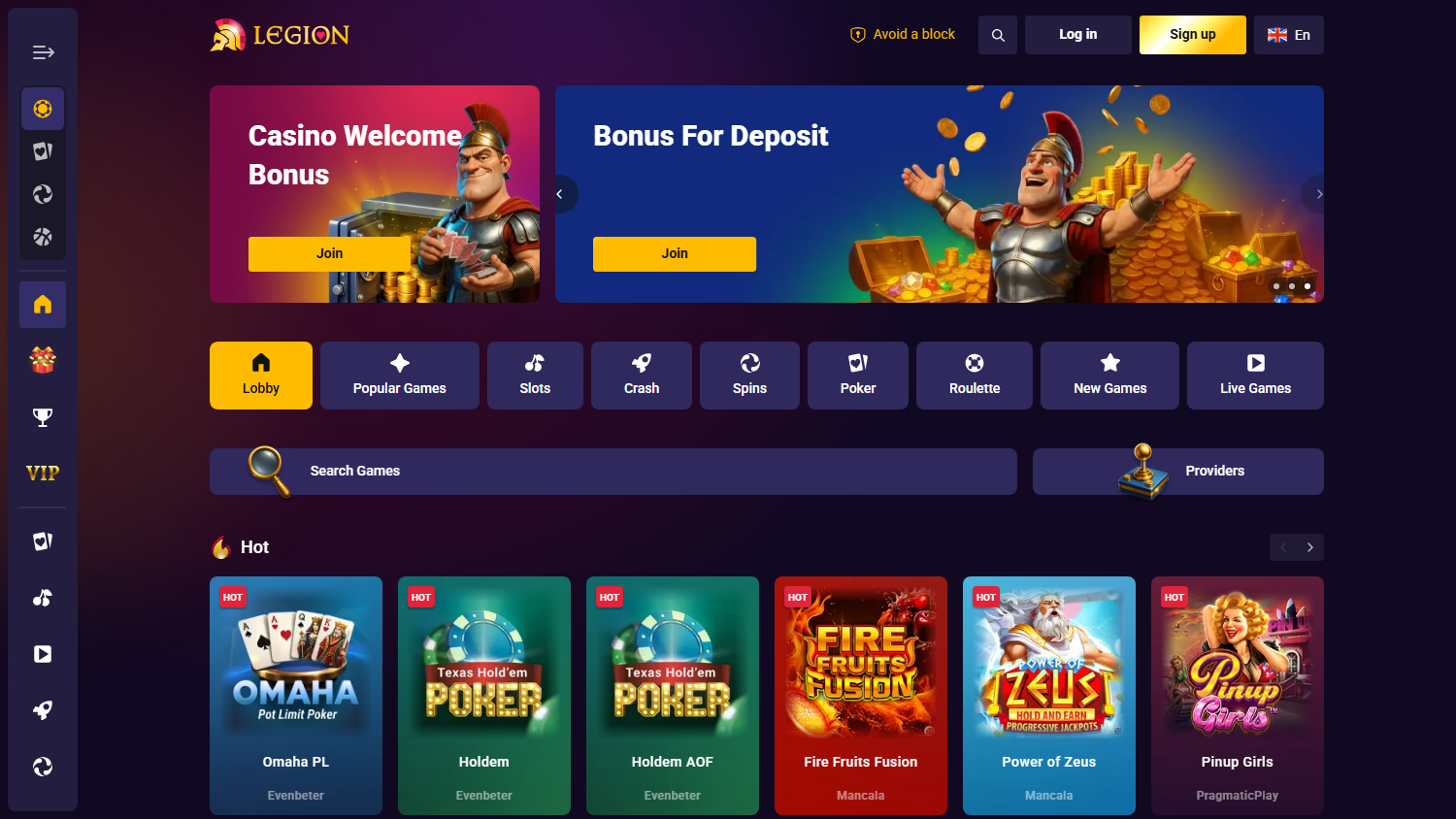 Legion_Casino_homepage_desktop