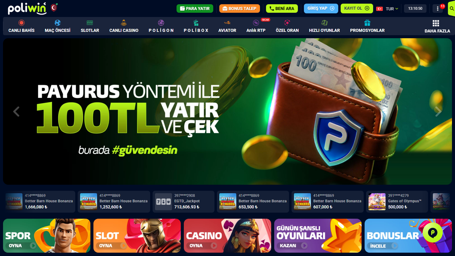 Poliwin365_Casino_homepage_desktop