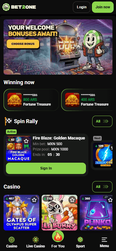 Bet2one_Casino_homepage_mobile