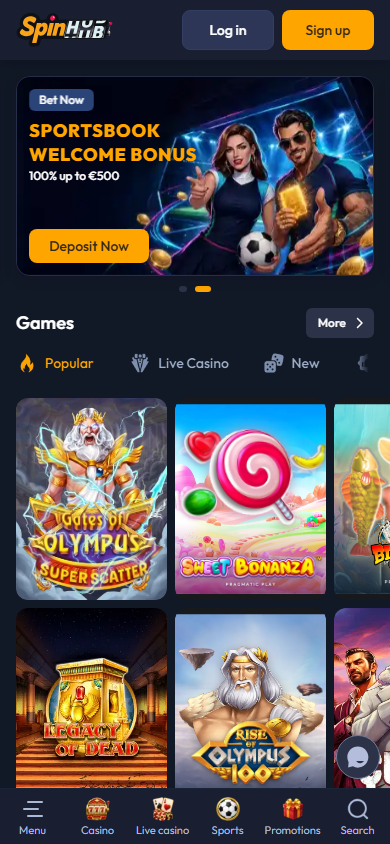 SpinHub_Casino_homepage_mobile