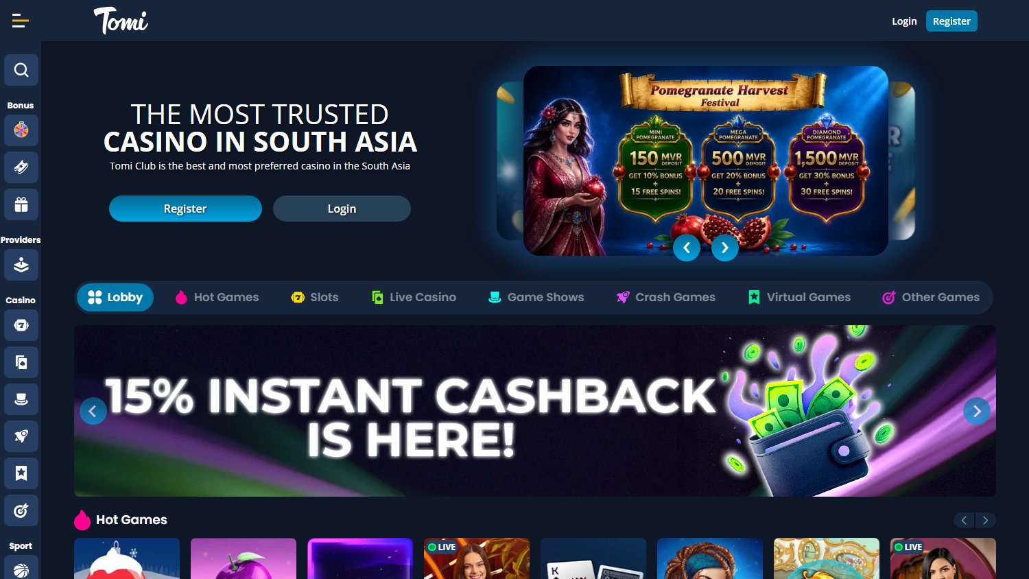 Tomi.club_Casino_homepage_desktop
