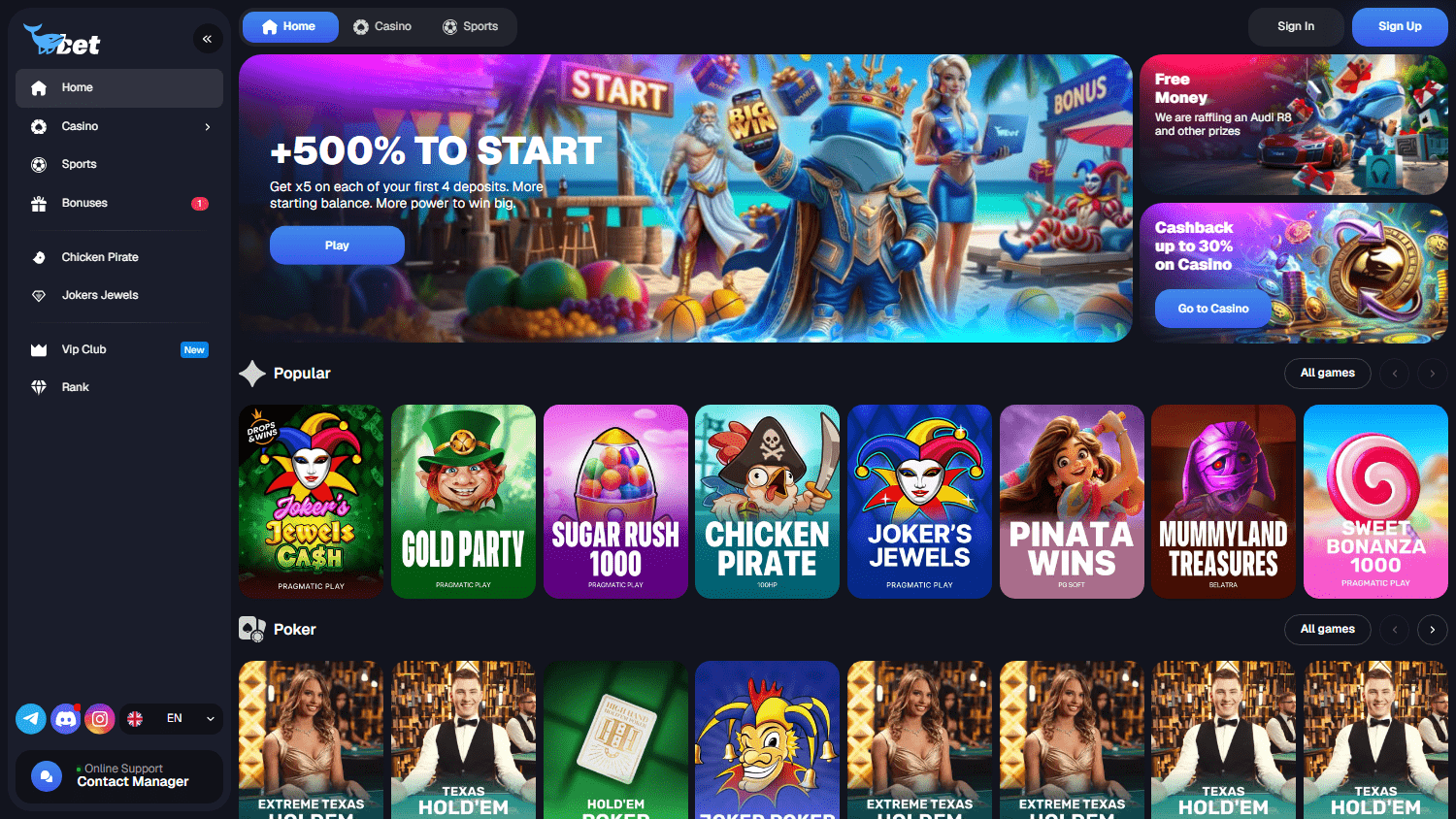 WhaleBet_Casino_homepage_desktop