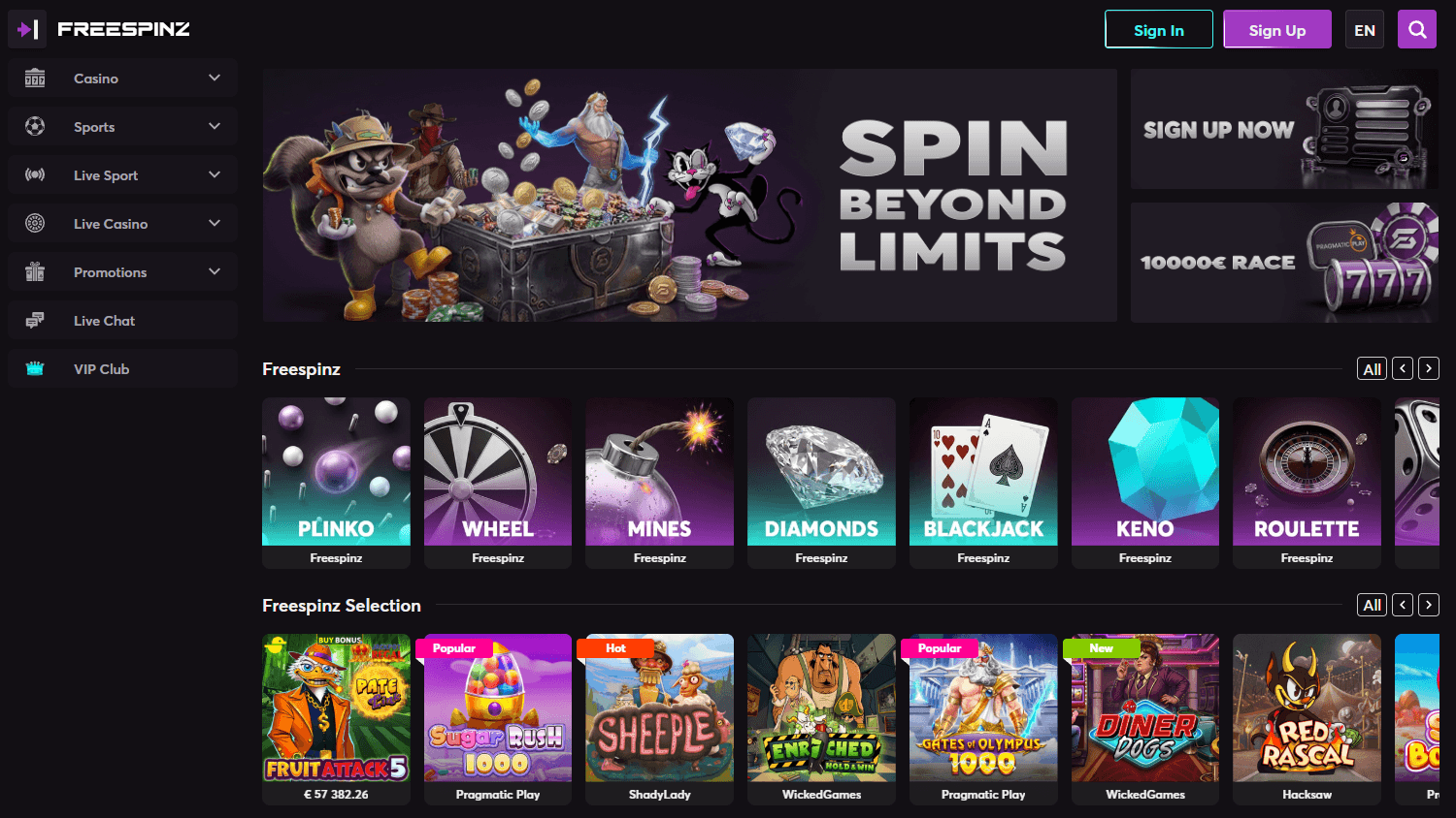 freespinz_casino_homepage_desktop