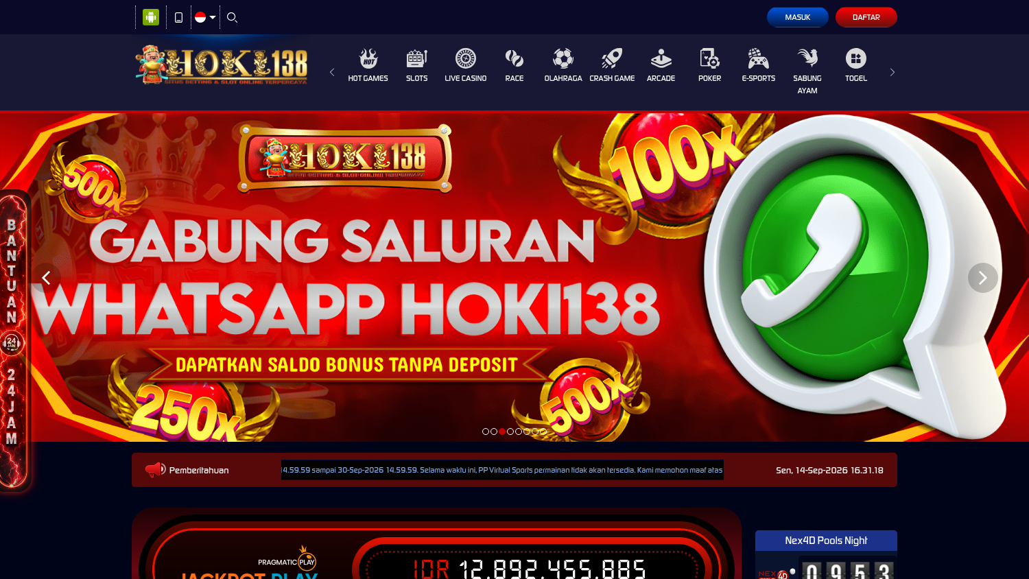 Hoki138_Casino_homepage_desktop